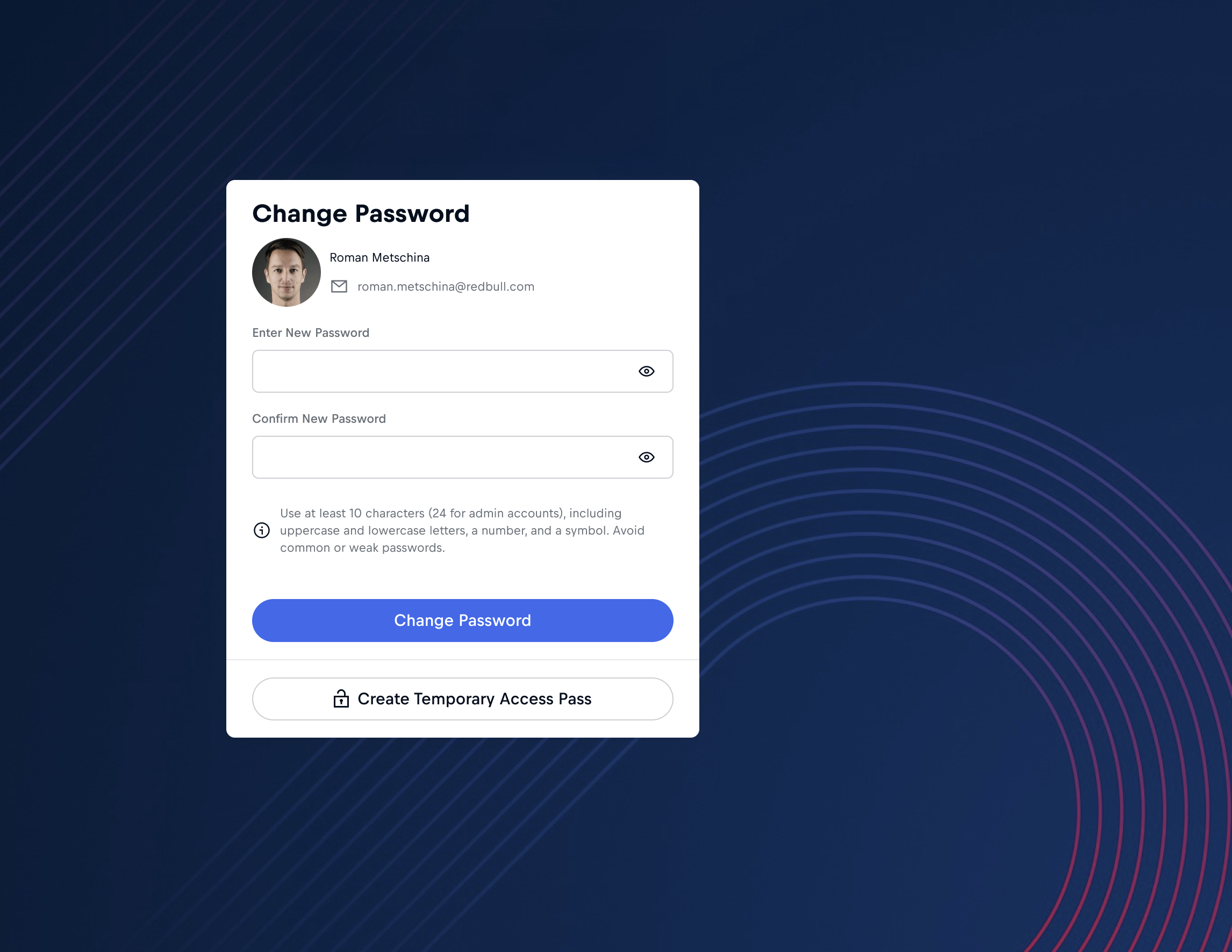Customer concept password reset